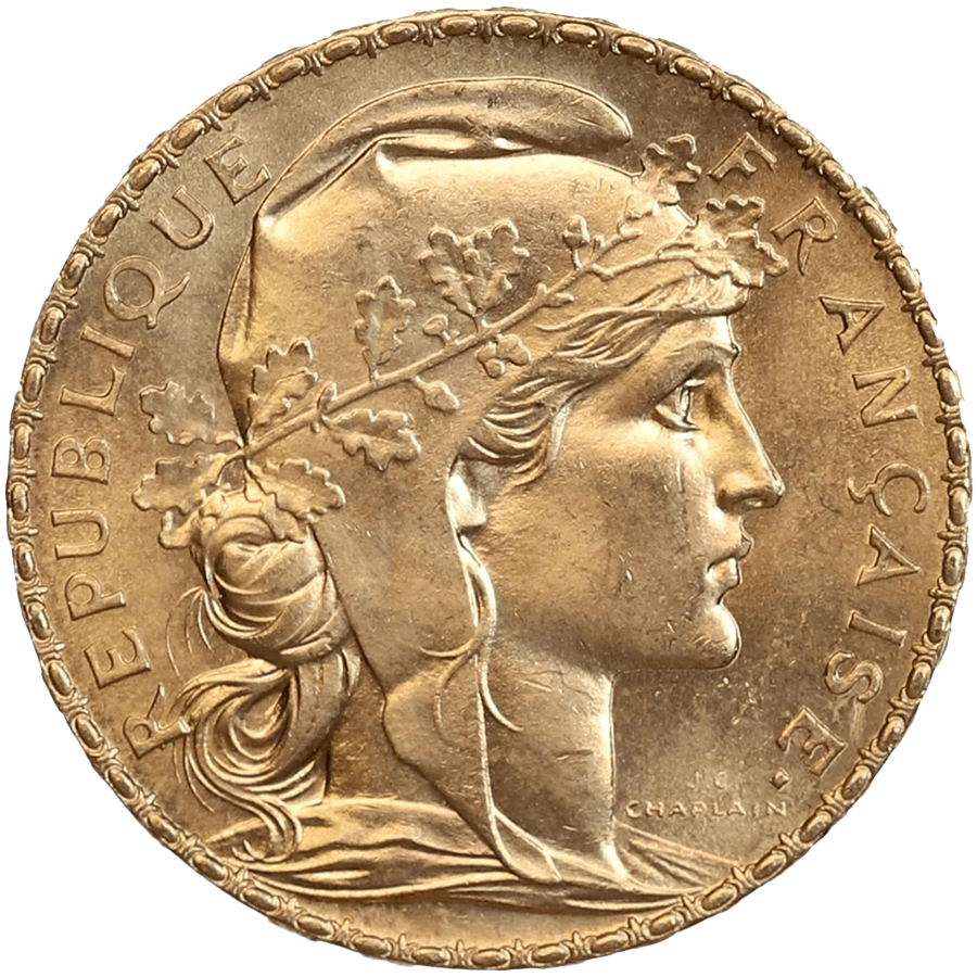 1912 Napoleon Gold Coin - 20 French Francs (Coq de Chaplain)  — photo 1