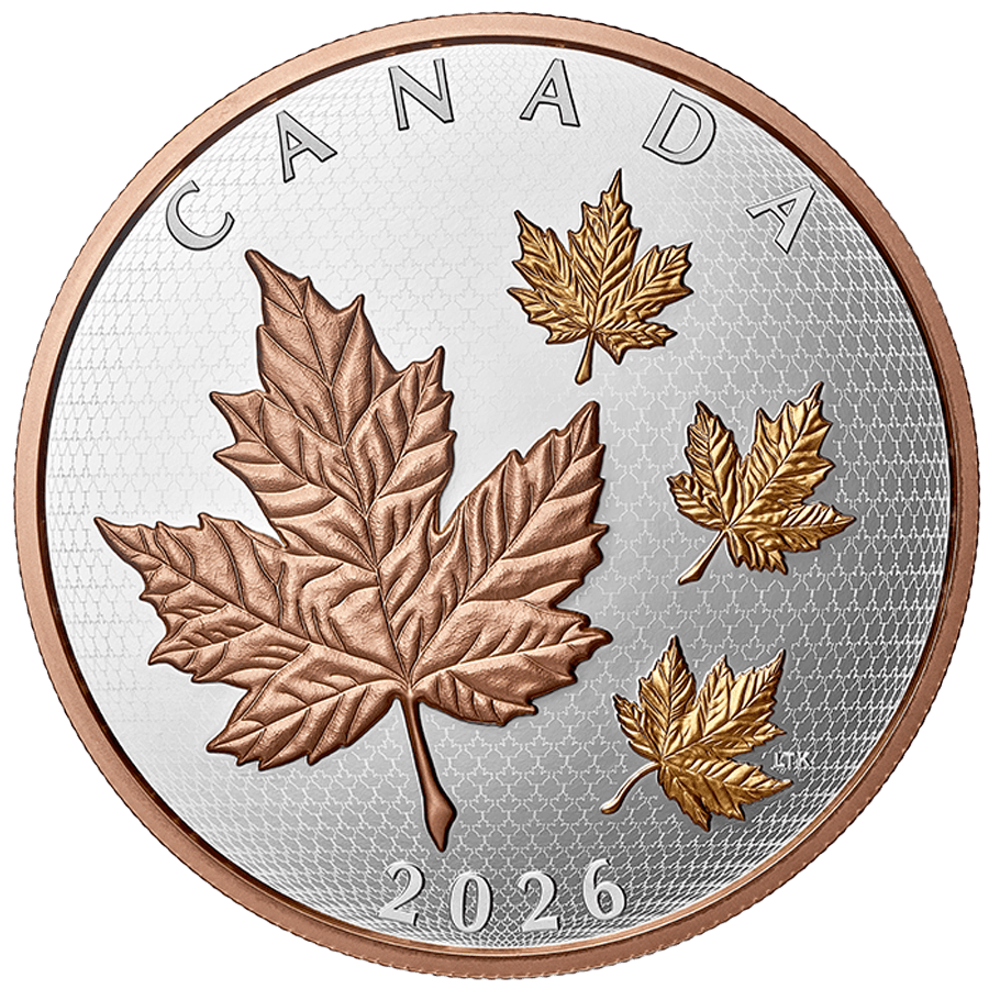5 ounce Silver Coin - Maple Leaves in Motion — photo 1