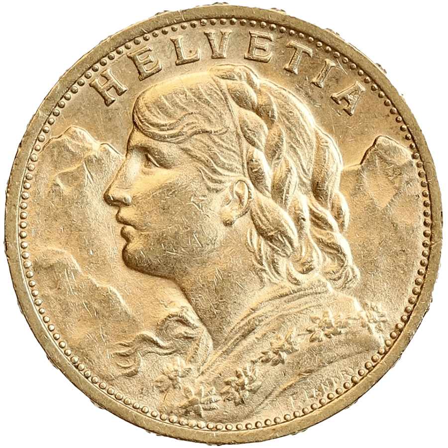 1909 Helvetia Vreneli  Gold Coin - 20 Swiss Francs — photo 1
