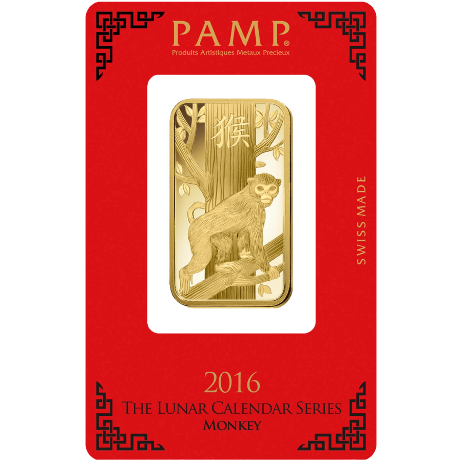 1 ounce Gold Bar - PAMP Suisse Lunar Monkey — photo 1