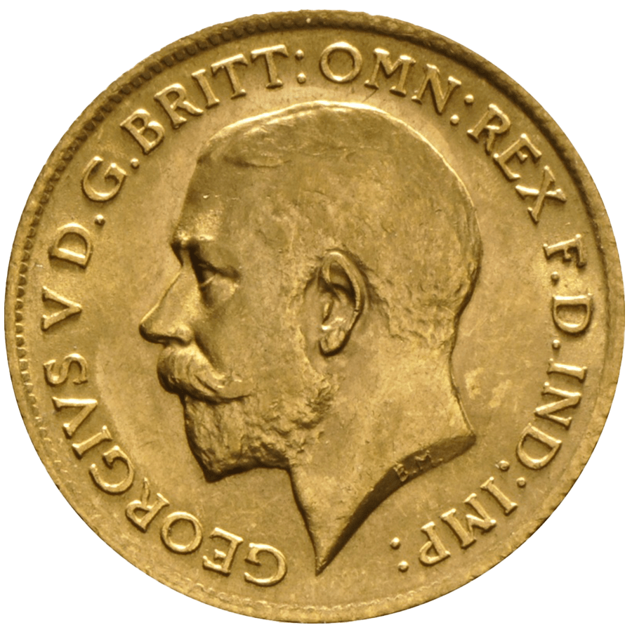 1/2 British Pound Coin - 1910 - 1936 Sovereign George V thumbnail 2