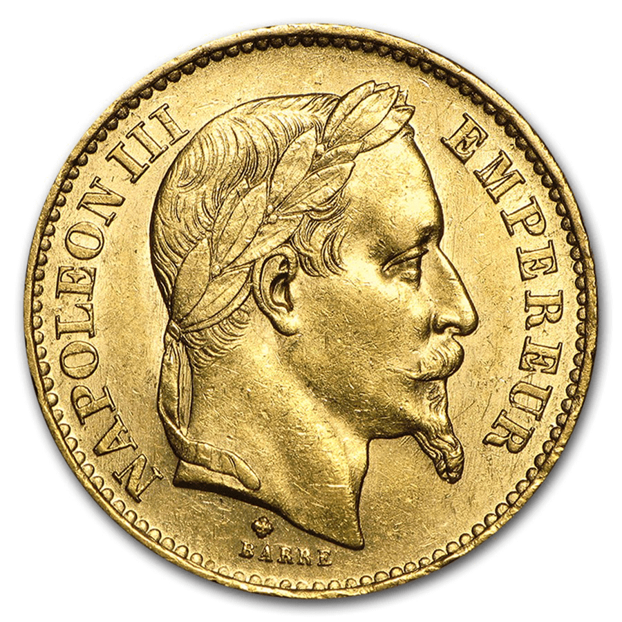 20 French Francs Gold Coin - Napoleon III (Laurel head or bare head) - Mixed Years thumbnail 3