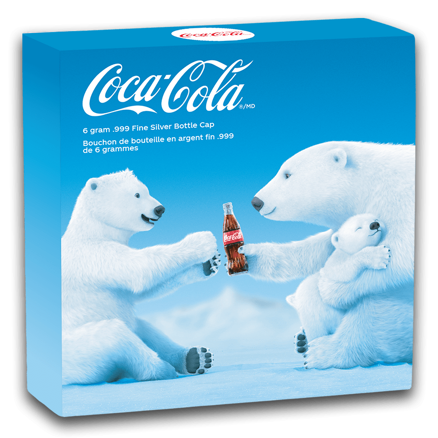 6 gram Silver Bottle Cap - 3D Coca-Cola® Polar Bear thumbnail 6