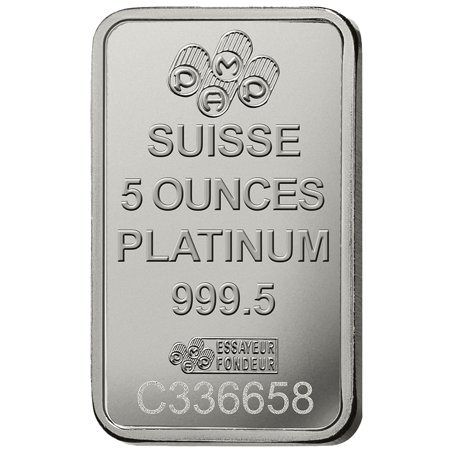 5 oz Fine Platinum Bar 999.5 - PAMP Suisse Lady Fortuna thumbnail 2