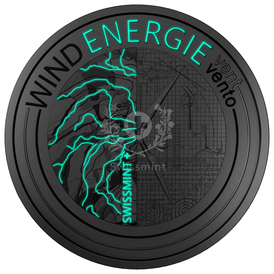 20 gram Silver Coin - Switzerland Wind Energy Luminescent Proof 2023 thumbnail 3