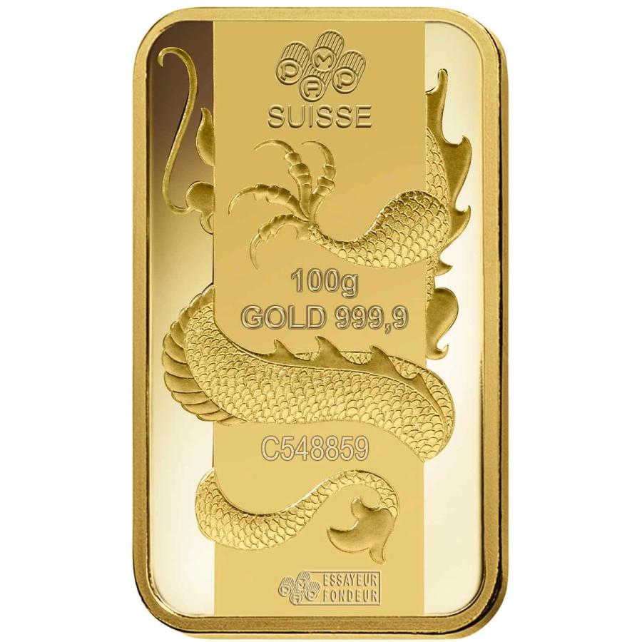 100 gram Gold Bar - PAMP Suisse Lunar Dragon 2012 thumbnail 4