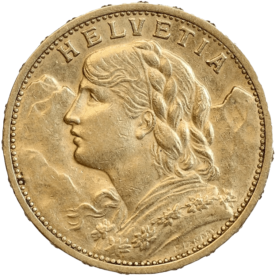 1900 Helvetia Vreneli Gold Coin - 20 Swiss Francs  — photo 1
