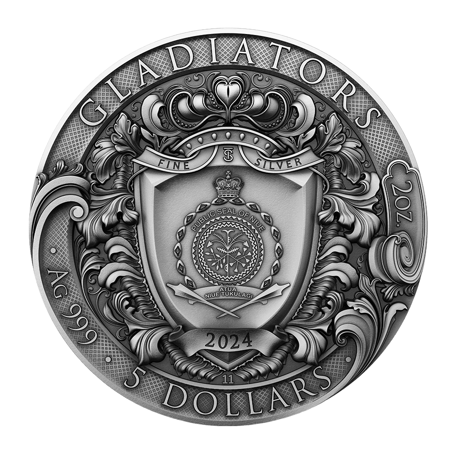 2 ounce Silver Coin - Gladiators thumbnail 2