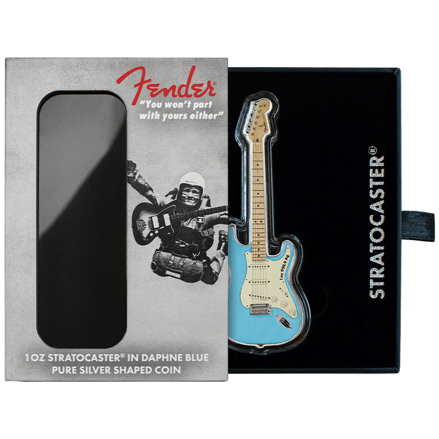 1 ounce Stratocaster® Silver Coin in Daphne Blue - Fender® — photo 1