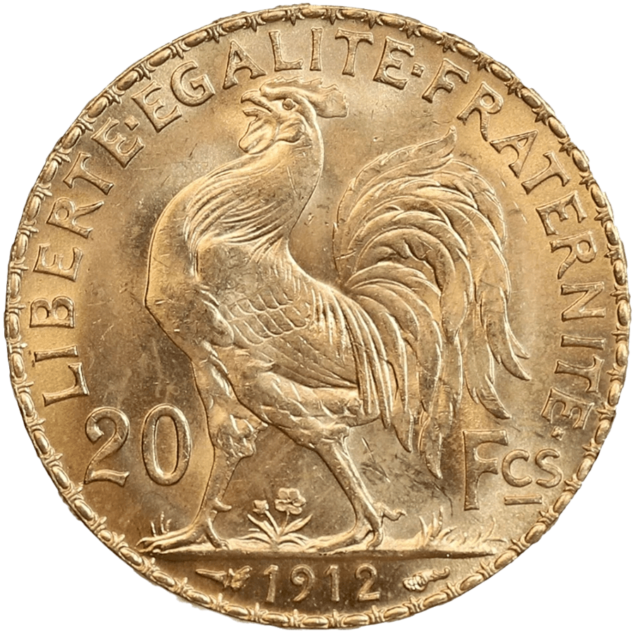 1912 Napoleon Gold Coin - 20 French Francs (Coq de Chaplain)  thumbnail 2