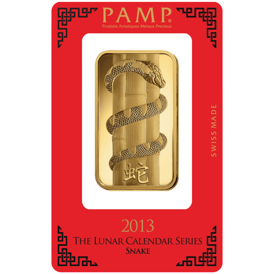 100 gram Gold Bar - PAMP Suisse Lunar Snake — photo 1
