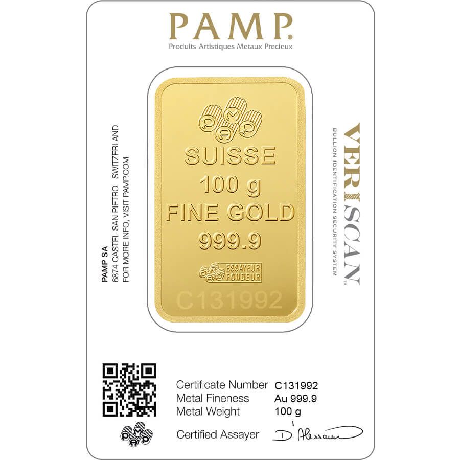 100 gram Gold Bar - PAMP Suisse Lady Fortuna thumbnail 2
