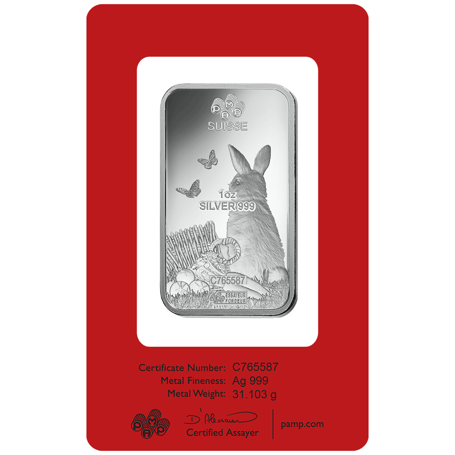 1 ounce Silver Bar - PAMP Suisse Lunar Rabbit thumbnail 4