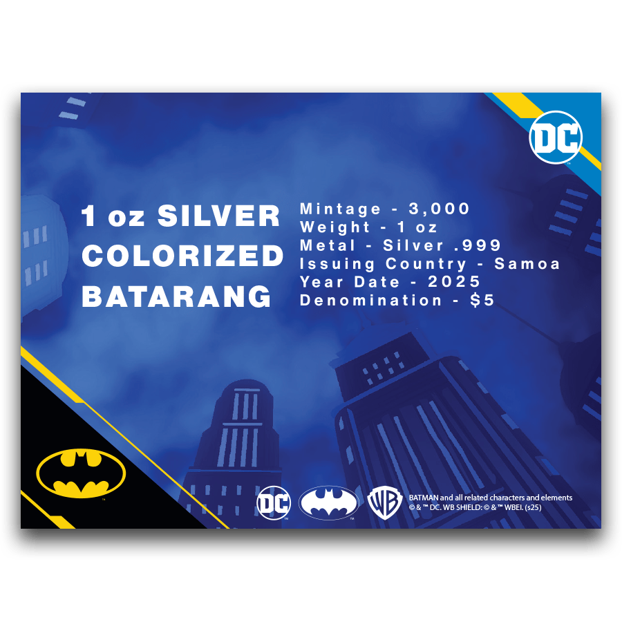 1 ounce Silver Coin - Batman Colorized Batarang 2025 thumbnail 2