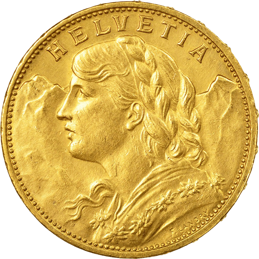 1916 Helvetia Vreneli  Gold Coin - 20 Swiss Francs — photo 1