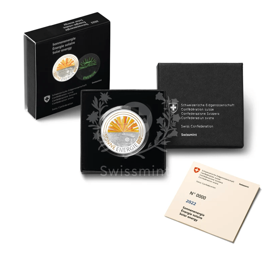 20 gram Silver Coin - Switzerland Solar Energy Luminescent Proof 2022 thumbnail 4