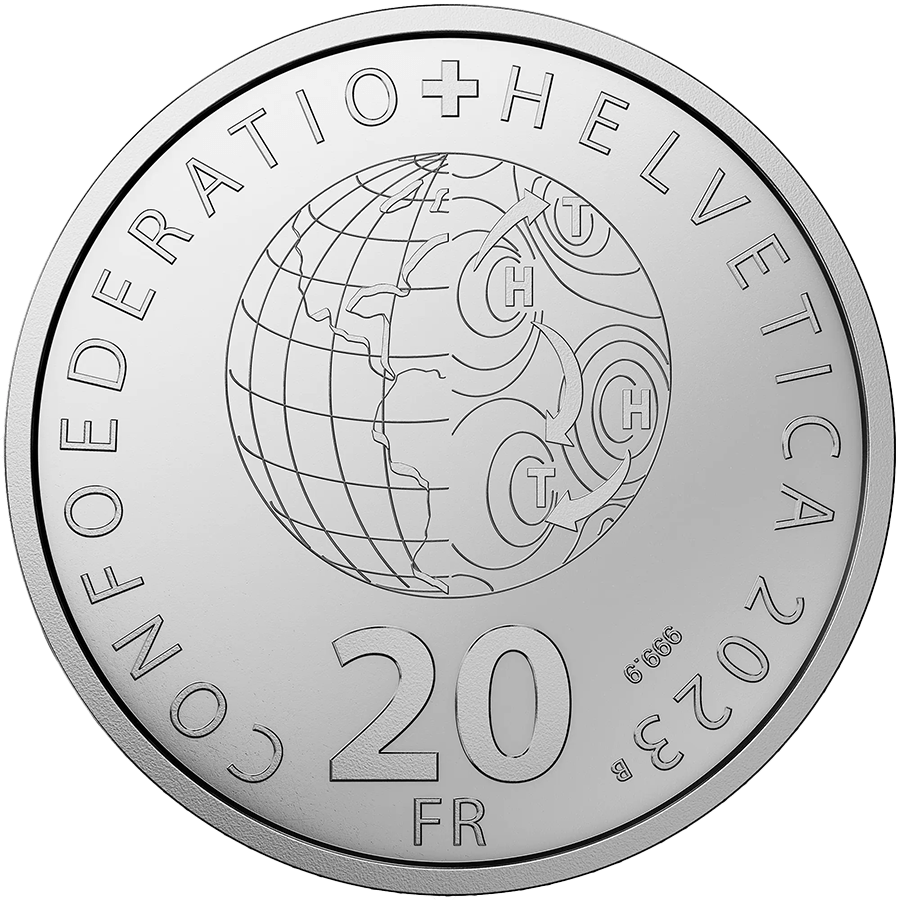 20 gram Silver Coin - Switzerland Wind Energy Luminescent Proof 2023 thumbnail 2