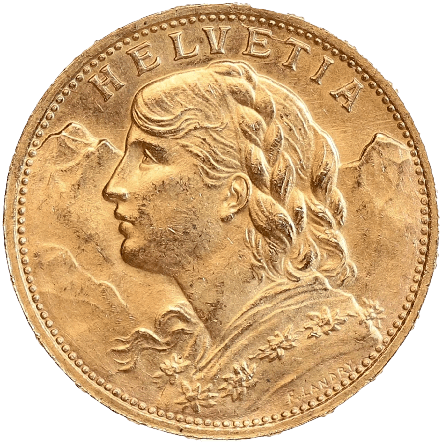 1925 Helvetia Vreneli  Gold Coin - 20 Swiss Francs — photo 1