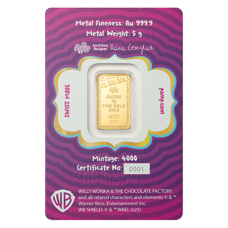 5 gram gold Bar - Wonka Chocolate thumbnail 2