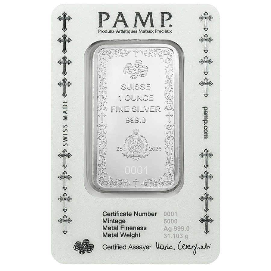 1 ounce Bar-Shaped Silver Coin - Christian Cross thumbnail 2