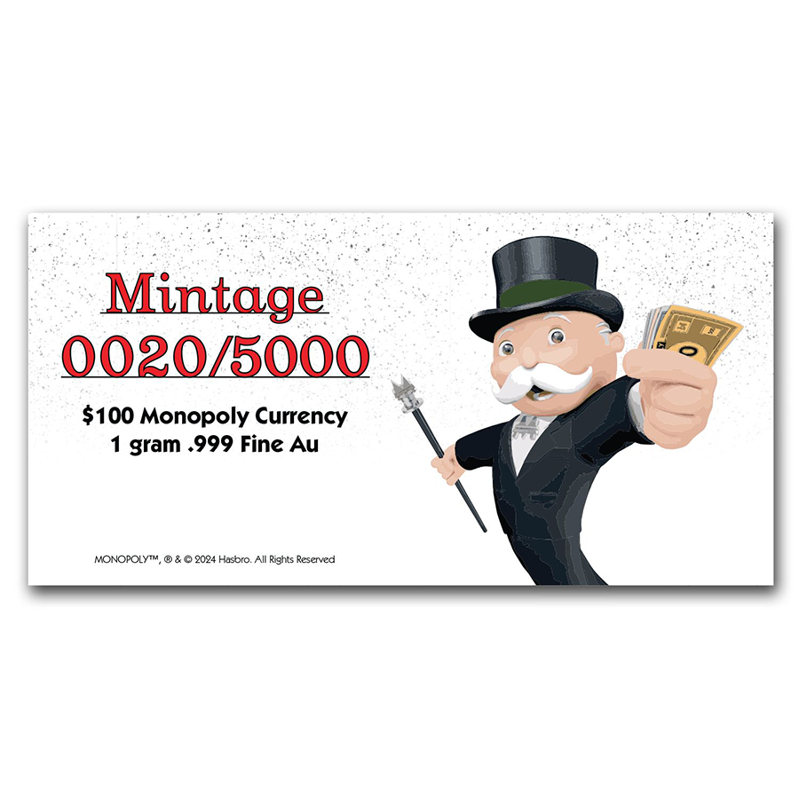 1 gram Gold Monopoly® Money thumbnail 3