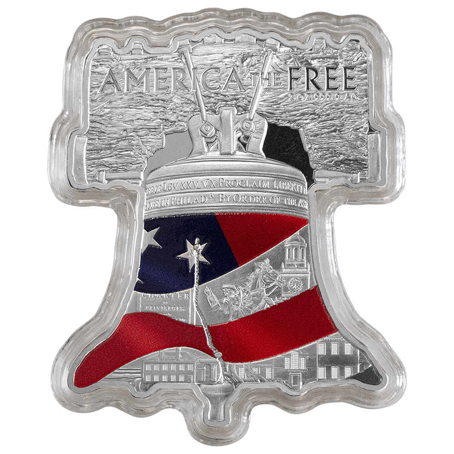 2 ounce Silver Colored Shaped Coin - America the Free - Liberty Bell — photo 1