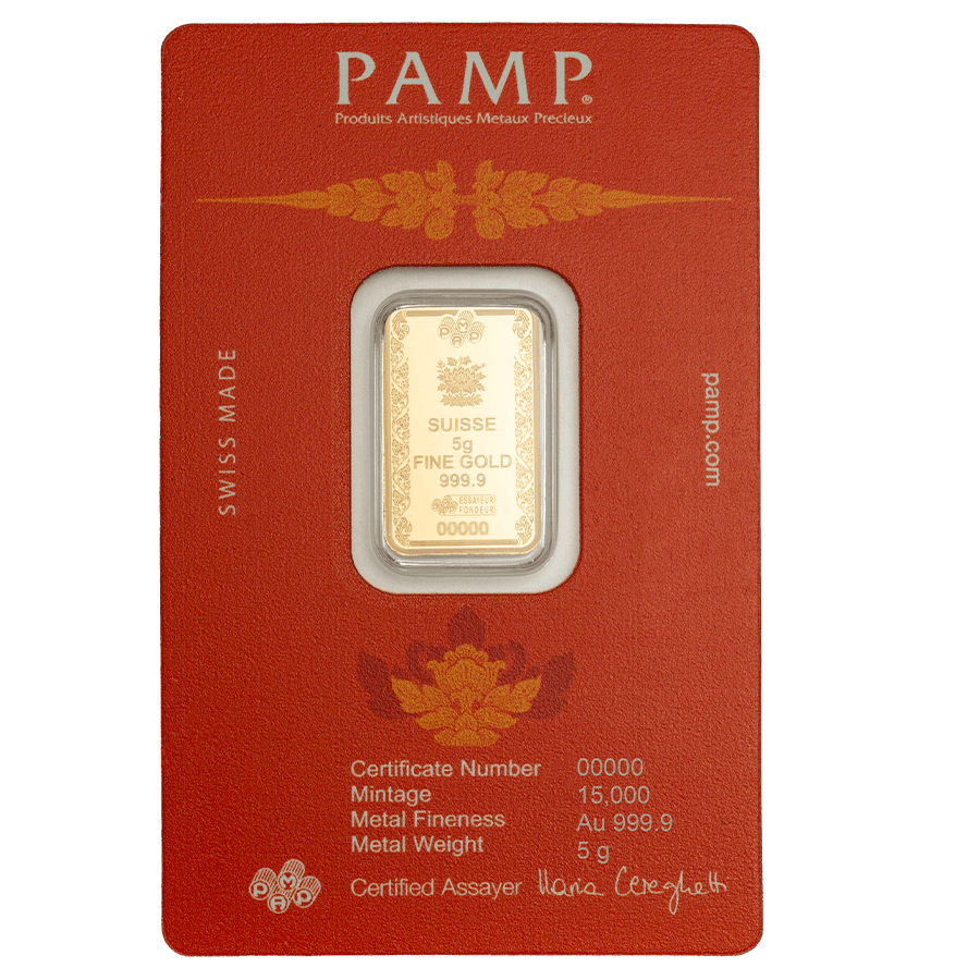 5 gram Gold Bar - Buddha with Lotus thumbnail 2