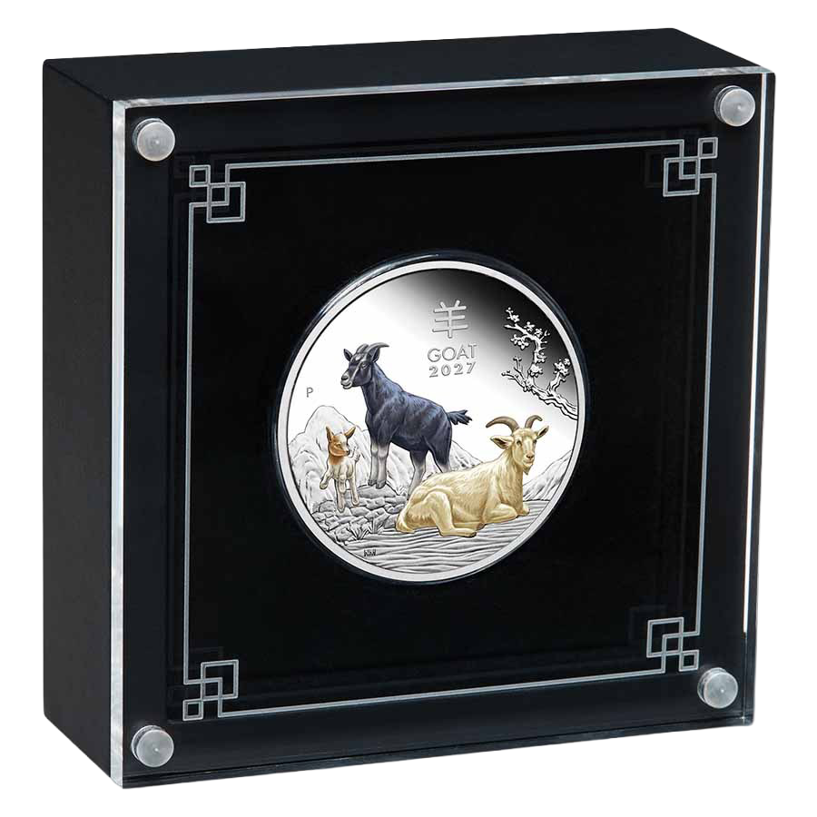 1 ounce Silver Coin - Colorized Australian Lunar Goat Proof 2027 thumbnail 4