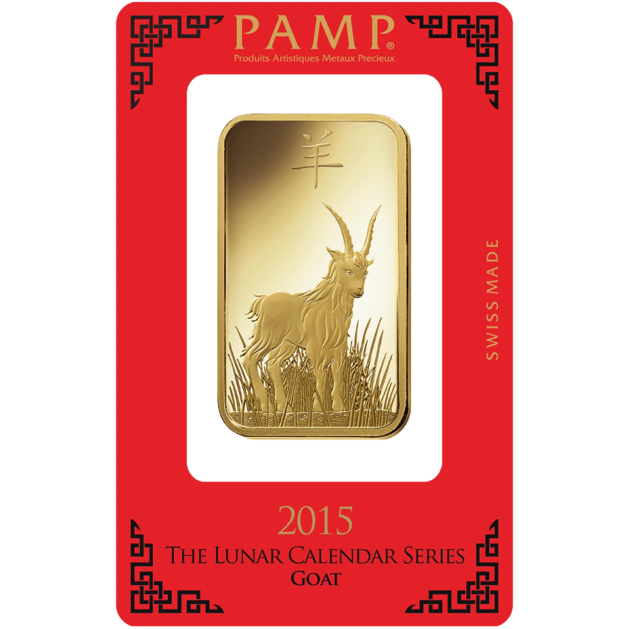 100 gram Gold Bar - PAMP Suisse Lunar Goat — photo 1