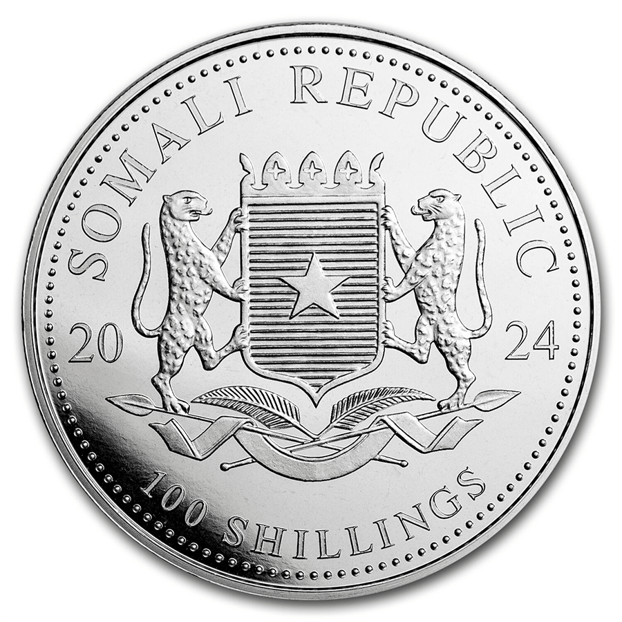 1 ounce Silver Coin - Somalia Elephant 2024 thumbnail 2