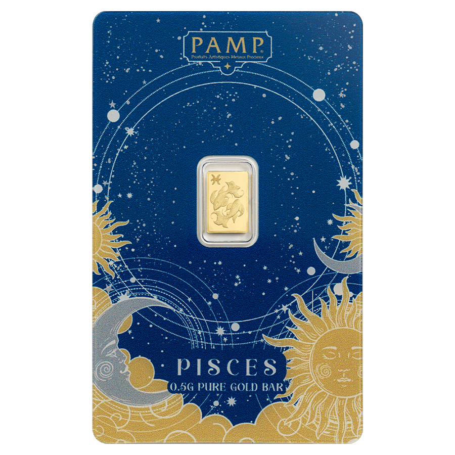 0.5 gram Gold Bar - Zodiac Pisces - 1