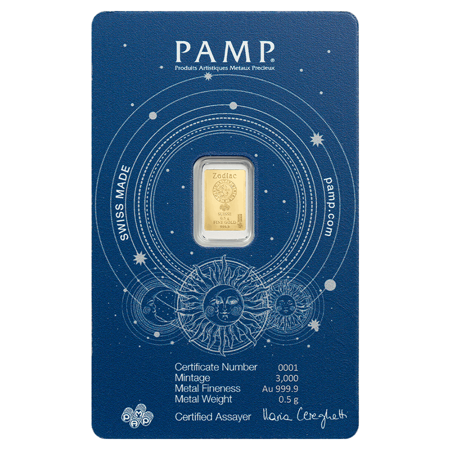 0.5 gram Gold Bar - Zodiac Aquarius thumbnail 2