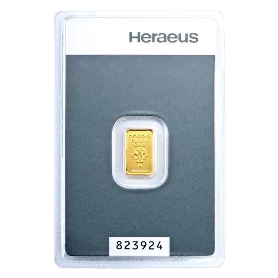 1 gram Gold Bar - Heraeus - Kinebar series thumbnail 2