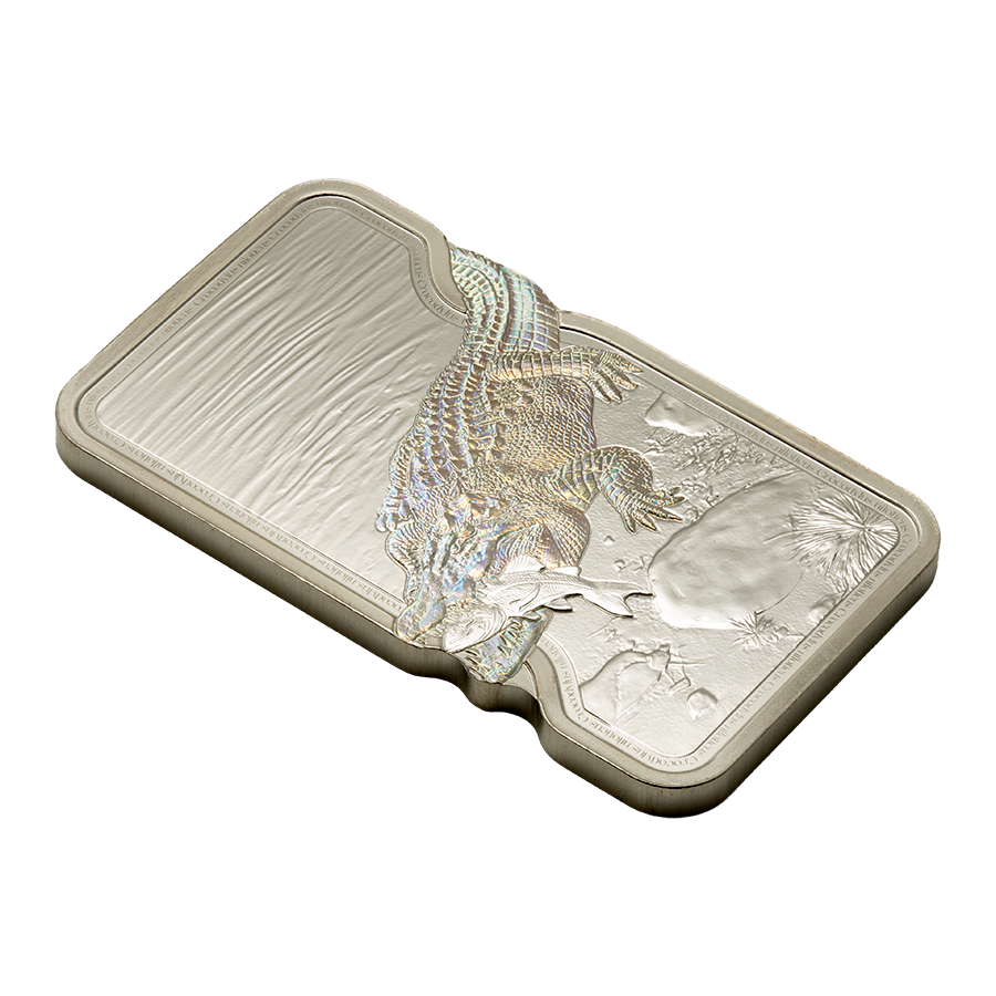 1 ounce Silver Bar - Nature's Grip - Nile Crocodile thumbnail 5