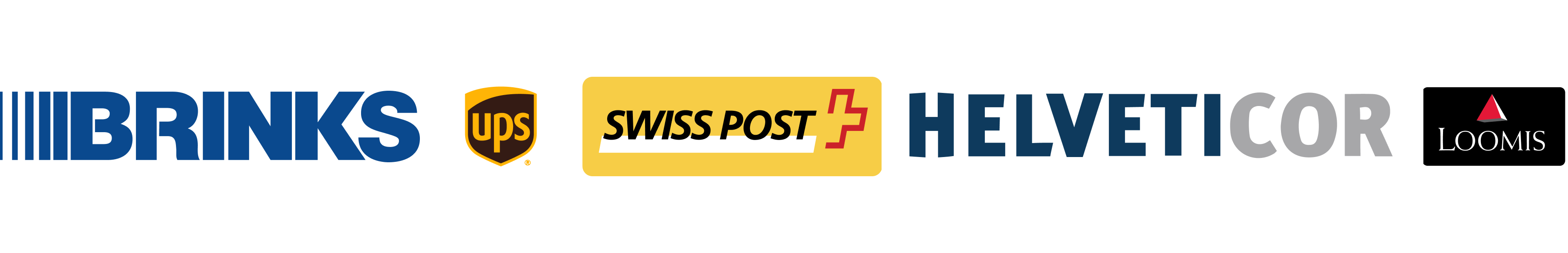 brinks, ups, swiss post, helveticor and loomis logos
