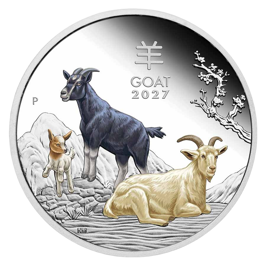 1 ounce Silver Coin - Colorized Australian Lunar Goat Proof 2027 — photo 1