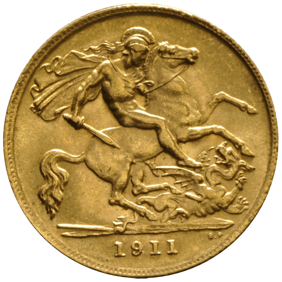 1/2 British Pound Coin - 1910 - 1936 Sovereign George V — photo 1