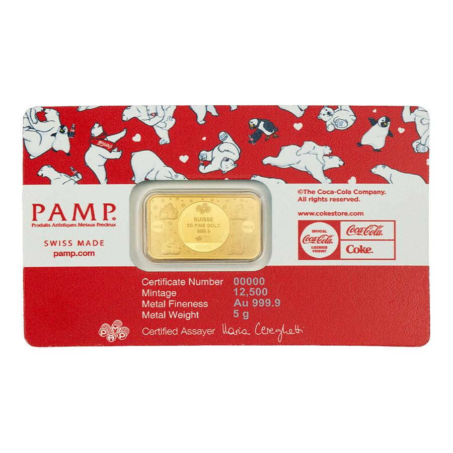 5 gram Gold Bar - Coca Cola Polar Bears thumbnail 2