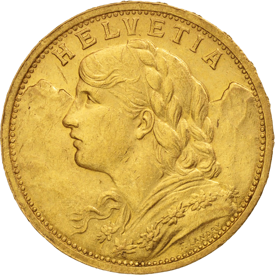 1898 Helvetia Vreneli Gold Coin - 20 Swiss Francs  — photo 1