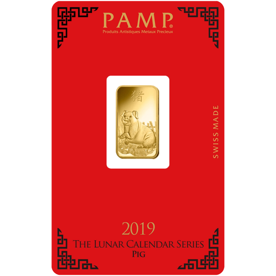 5 gram Gold Bar - PAMP Suisse Lunar Pig — photo 1
