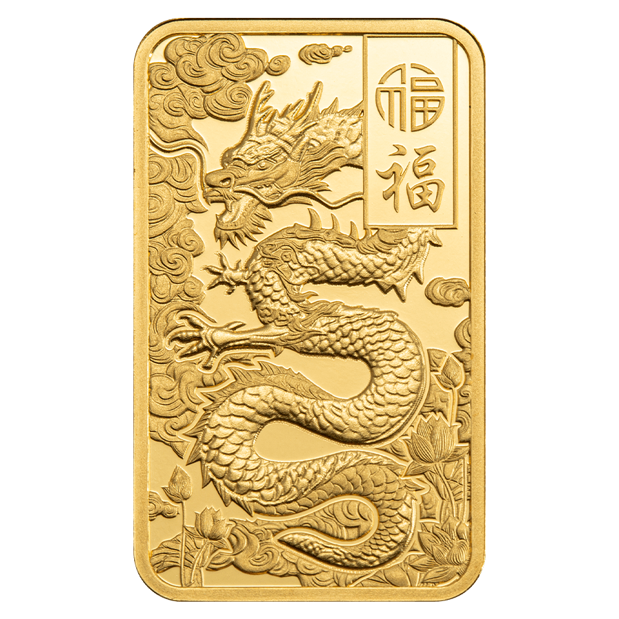 5 gram Gold Bar - Good Luck Yellow Dragon thumbnail 3