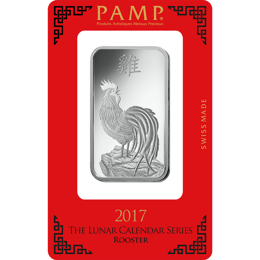 1 ounce Silver Bar - PAMP Suisse Lunar Rooster — photo 1