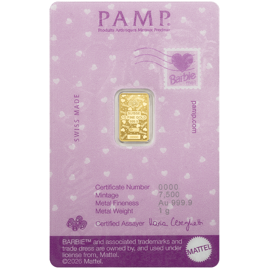 1 gram Gold Bar - Barbie Valentine's Day thumbnail 2