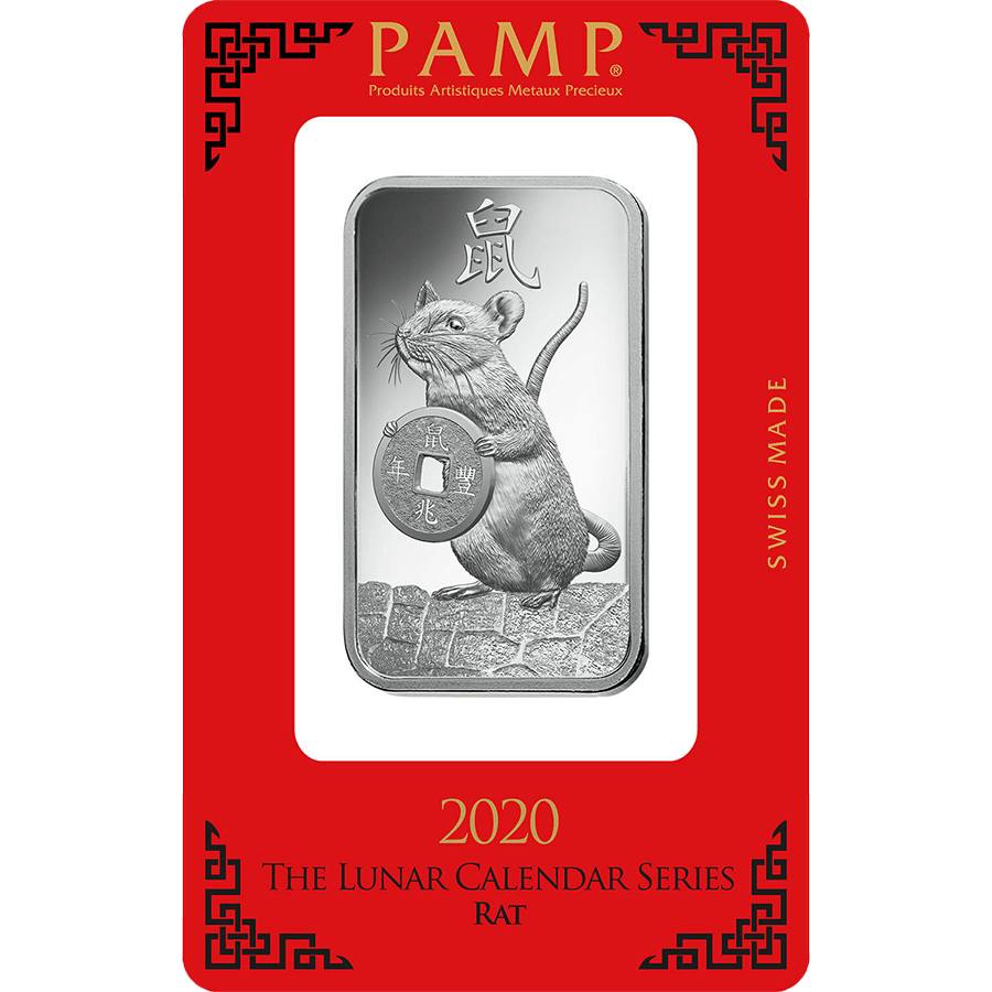 1 ounce Silver Bar - PAMP Suisse Lunar Rat — photo 1