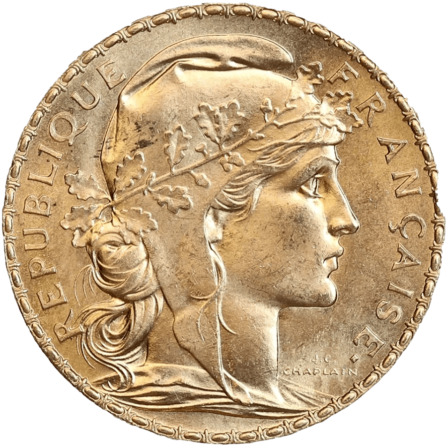 1907 Napoleon Gold Coin - 20 French Francs (Coq de Chaplain)  — photo 1