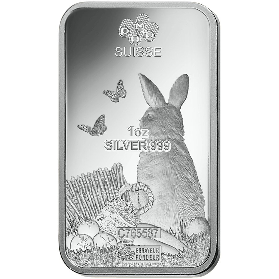 1 ounce Silver Bar - PAMP Suisse Lunar Rabbit thumbnail 2