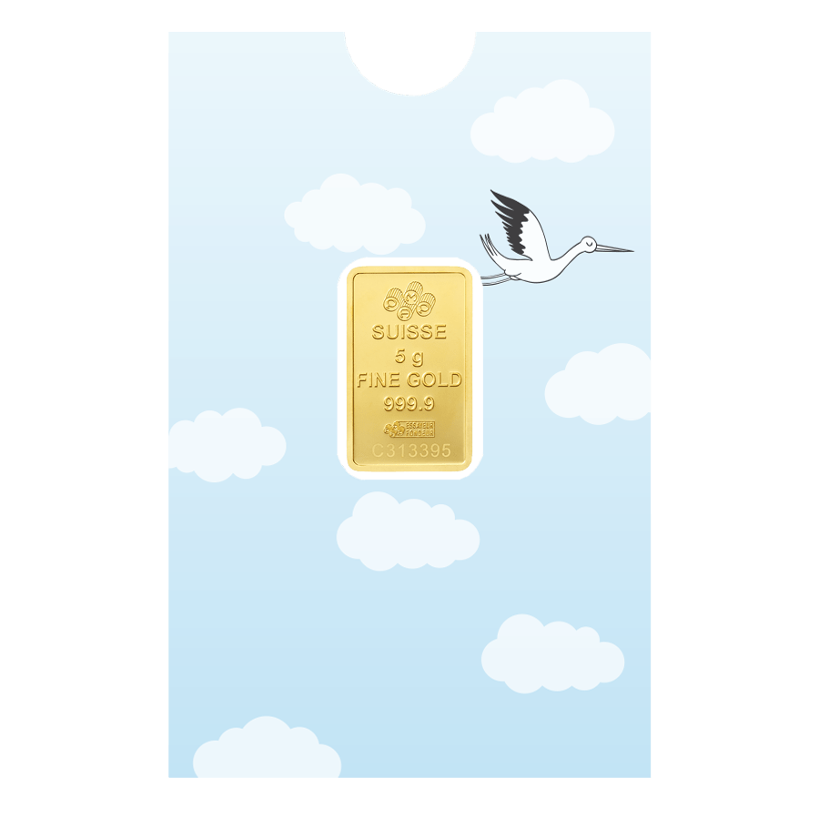 5 gram Gold bar - Lady Fortuna (with "Welcome Baby" Gift Sleeve) thumbnail 2