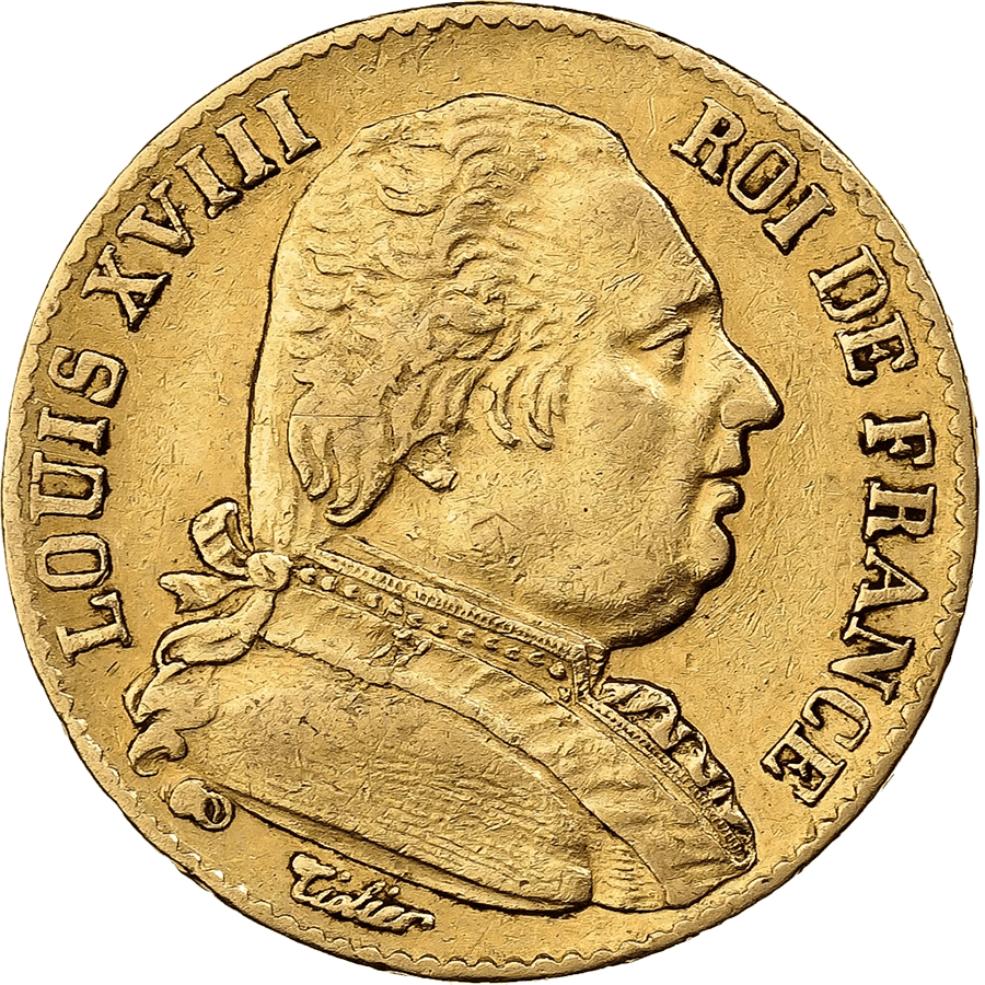 20 French Francs Gold Coin - 1814-1815 Louis XVIII — photo 1