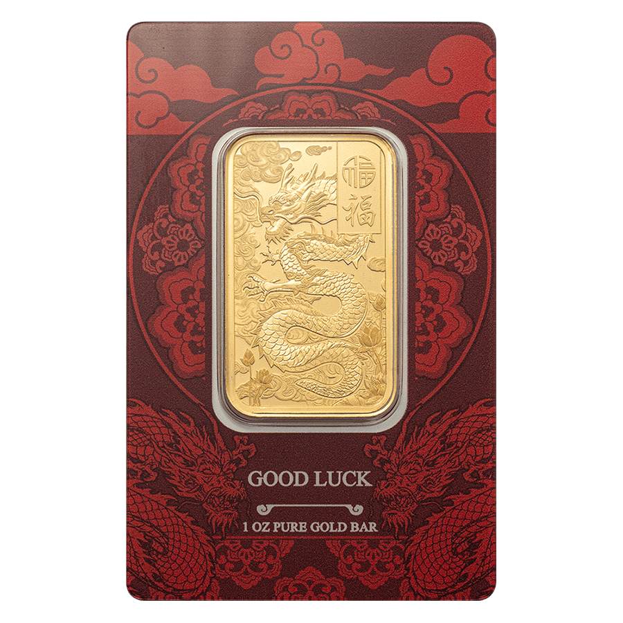 1 ounce Gold Bar - Good Luck Yellow Dragon — photo 1