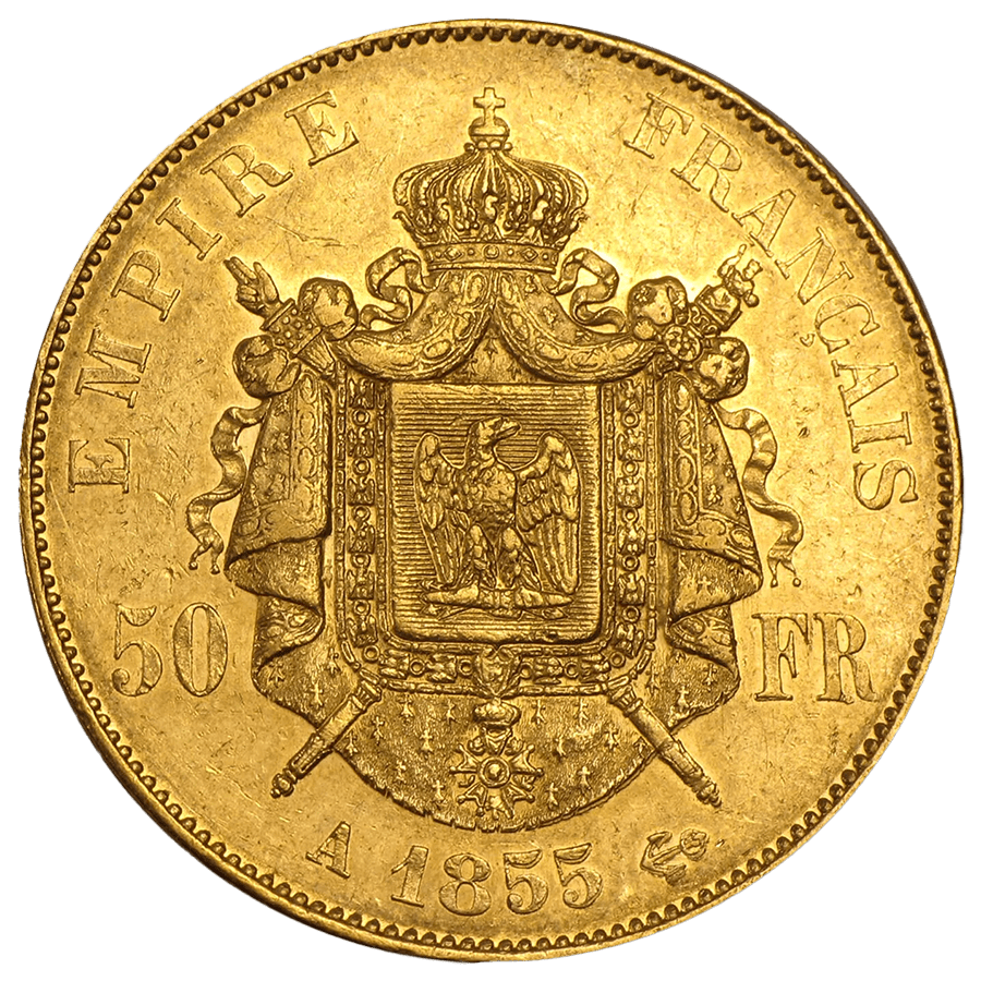 50 French Francs Gold Coin - 1855-1860 Napoleon III  thumbnail 2